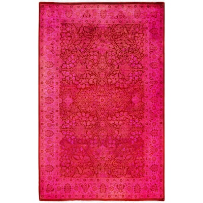 Overdyed One-of-a-Kind Hand-Knotted Area Rug - Pink - 4' 1" x 6' 3"