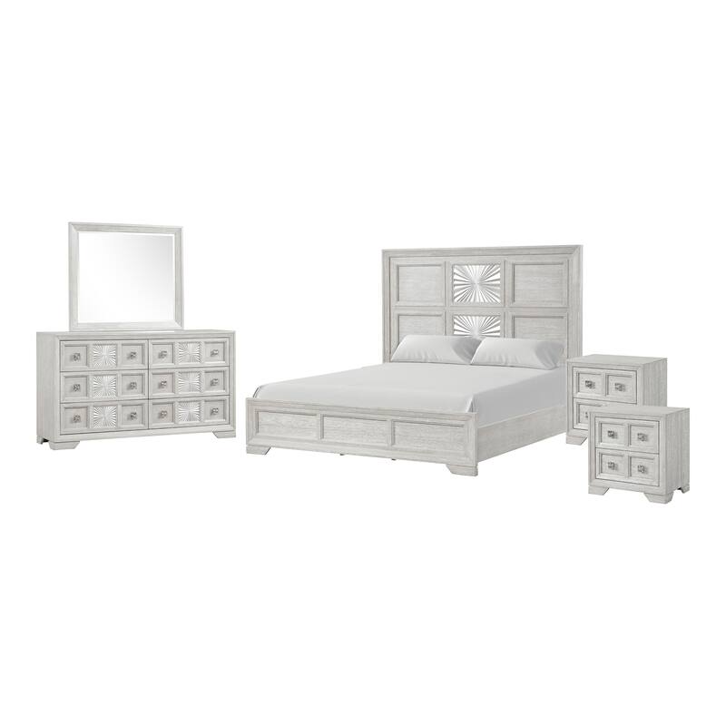 Furniture of America Jupiter 5-Piece Light Grey Wood Panel Bedroom Set