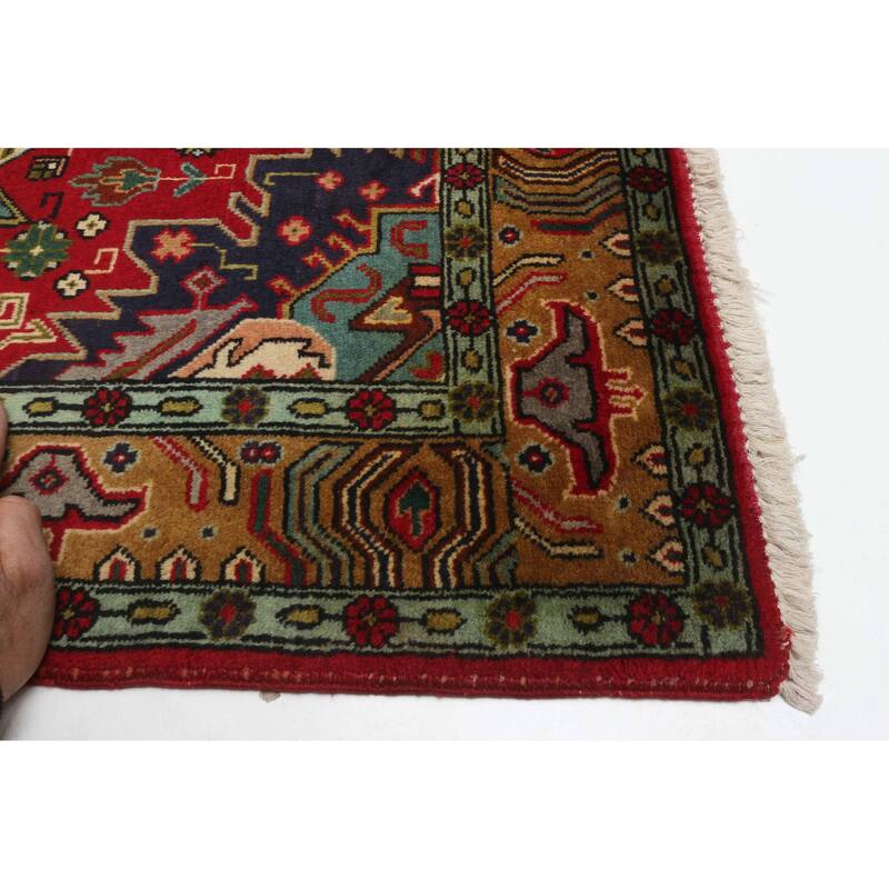 ECARPETGALLERY Hand-knotted Kayseri Vintage Red Wool Rug - 3'4 x 4'10