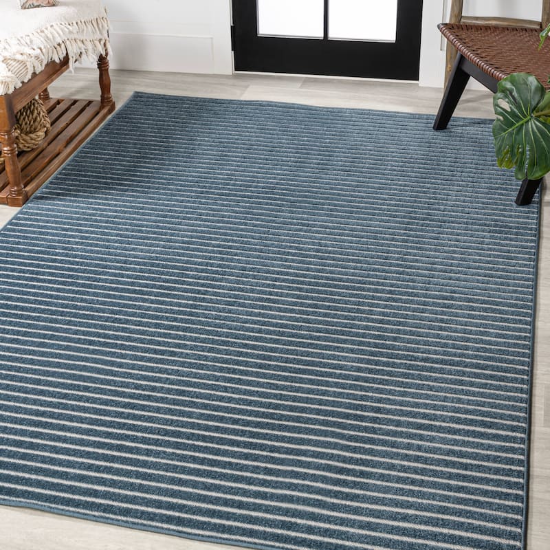 JONATHAN Y Maribo Minimalist Scandi Striped Navy/ivory Area Rug