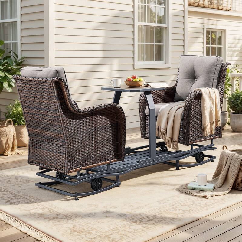 Pocassy Outdoor 2 Person Patio Swing Glider Chair