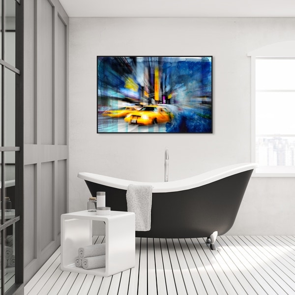 Oliver Gal 'Cab Blues' Cities and Skylines Wall Art Framed Canvas Print United States Cities - Yellow, Blue. Opens flyout.