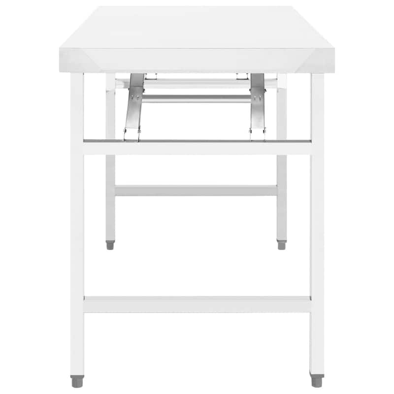vidaXL Kitchen Work Table Hotel Prep Work Table with underhelf Stainless Steel