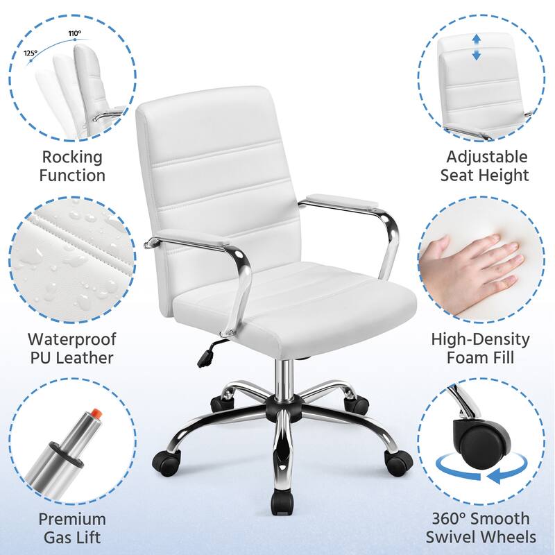 Yaheetech Adjustable Mid-Back Faux Leather Swivel Office Chair