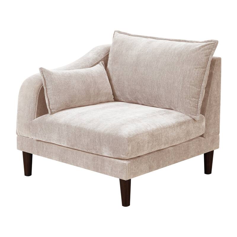 6pcs Modular Set: 4 Armless Chairs, 2 Ottomans, Pink Fabric Couch, 114x60x31 inches, 200 pounds