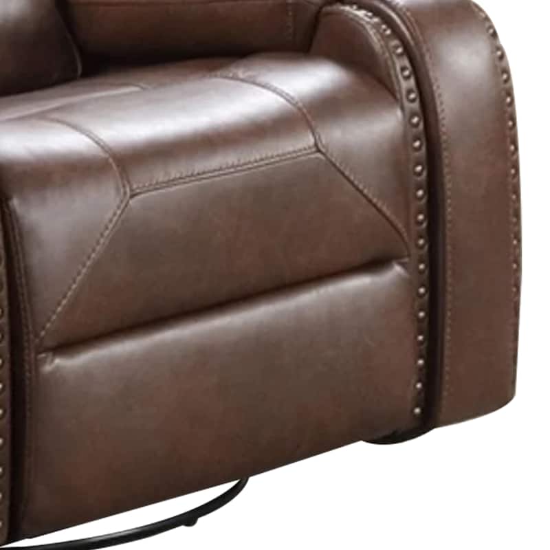 Teli Manual Swivel Glider Recliner Chair, Dark Brown Faux Leather