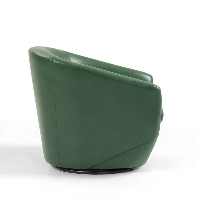 2 Set Vegan Leather Armchair Barrel Swivel Accent Chairs