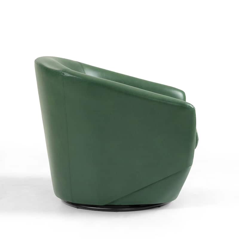 Vegan Leather Upholstered Swivel Barrel Accent Chair