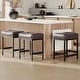 preview thumbnail 6 of 17, RENEWLINE 24.4" Backless Bar Stools Set of 2 - PU Leather Counter Height - Kitchen Island & Bar