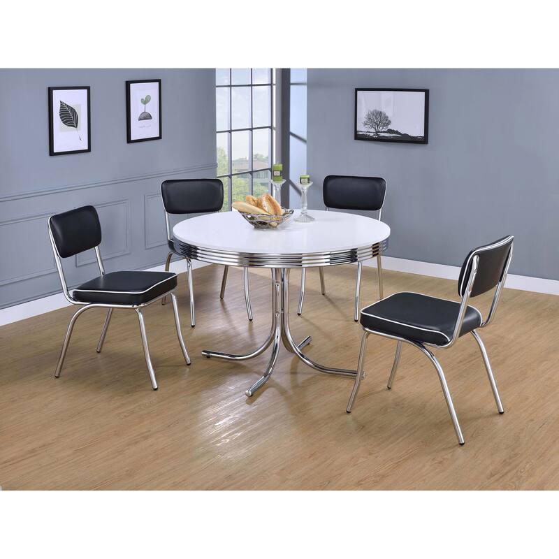 Retro 5-piece Round Dining Table Set White