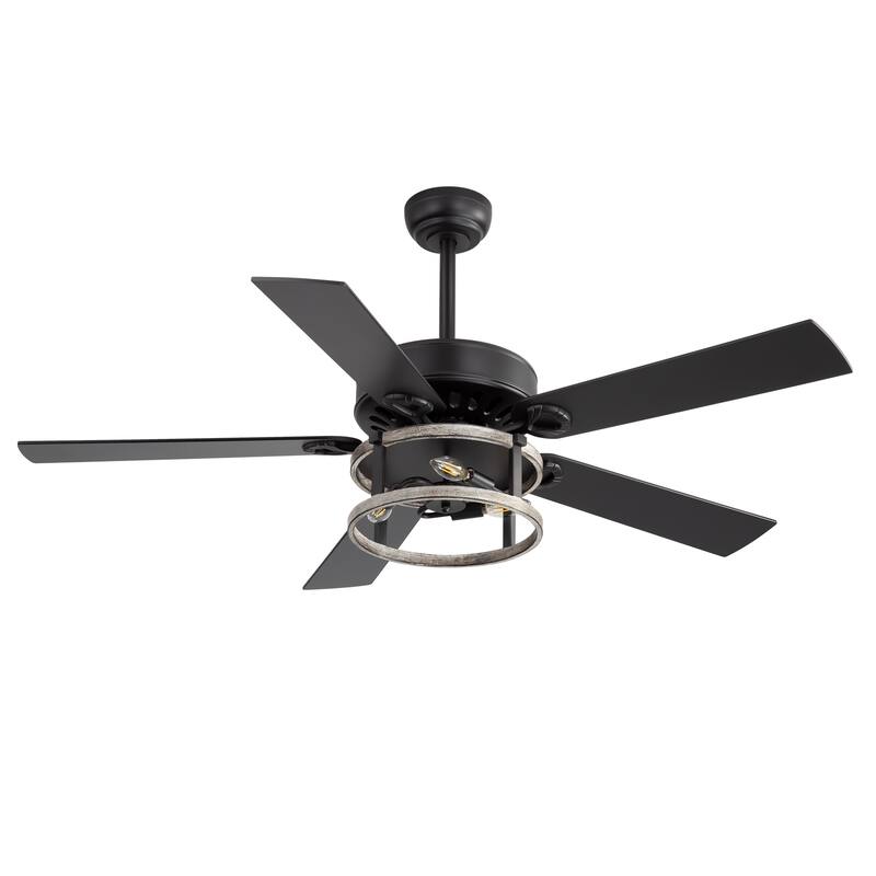 52" Reversible 5-Blade Caged Ceiling Fan with Light and Remote