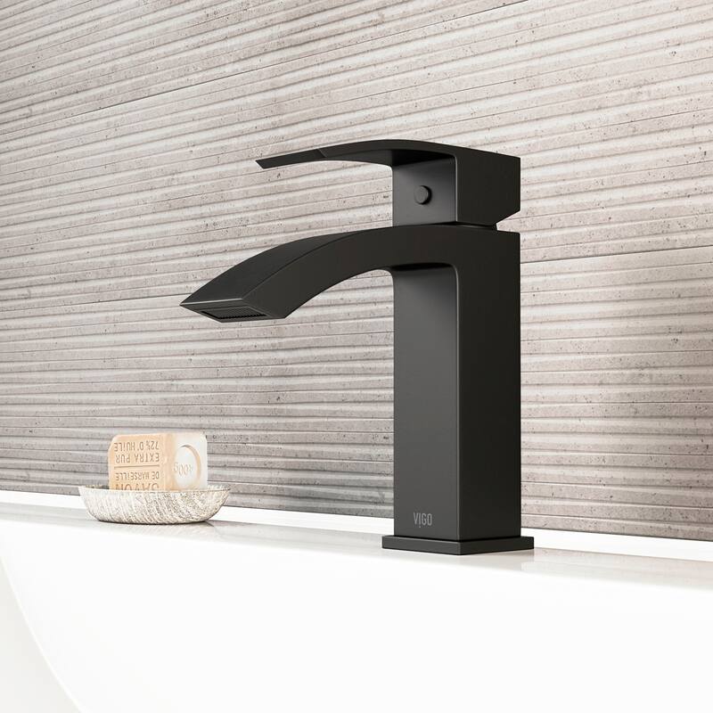 VIGO Satro 7" H Single Handle Single Hole Bathroom Faucet - Matte Black