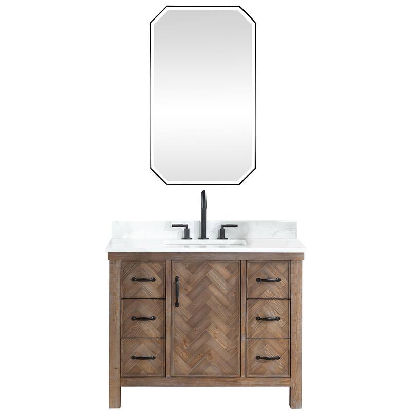 Javier Bath Vanity with Composite Stone Top and Mirror - 42in. - Antique Gray