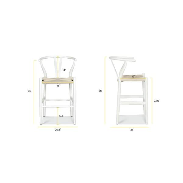 dimension image slide 3 of 4, Poly & Bark Weave 23.5" Seat Height Counter Stool - Solid Wood with Woven Seat