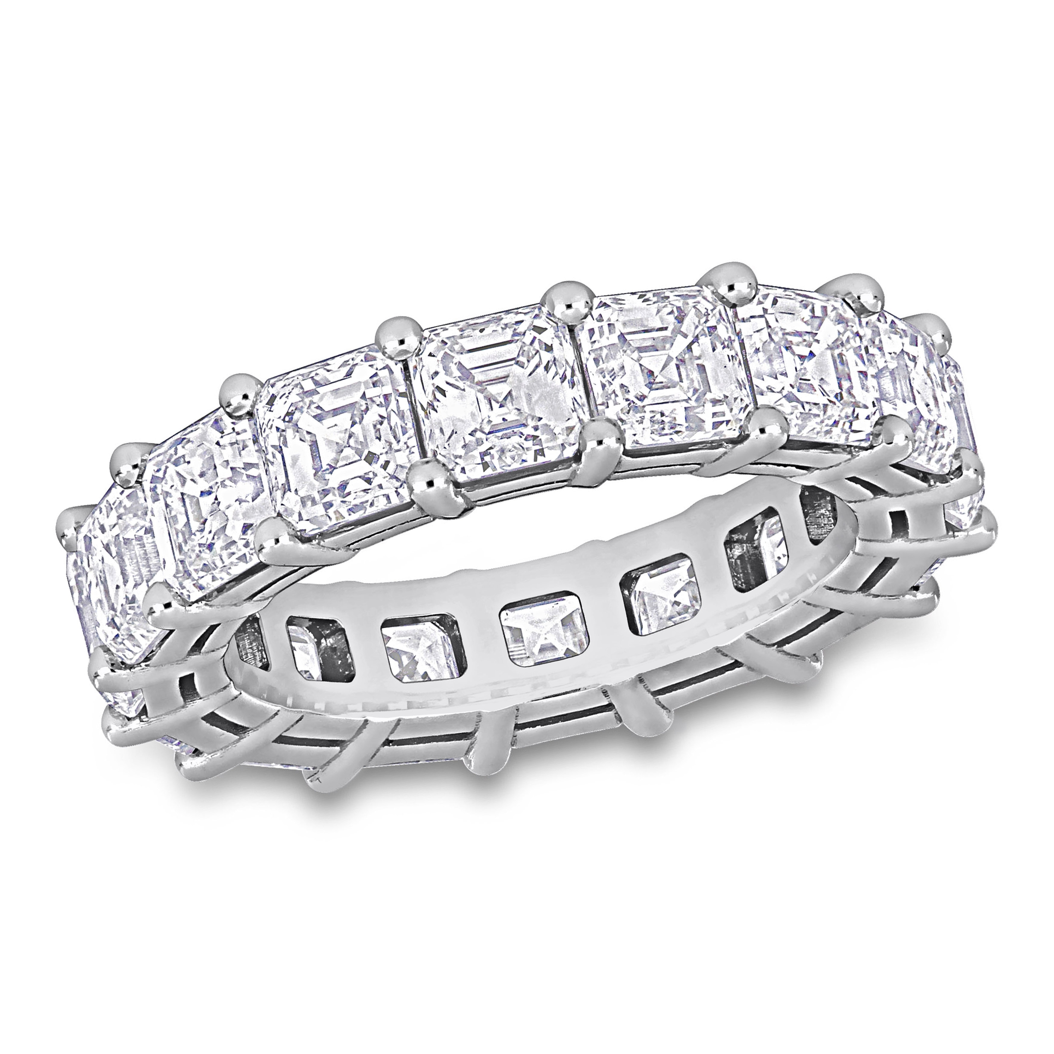 Miadora 6 3/8ct TDW Asscher-Cut Diamond Eternity Ring in 18k White Gold