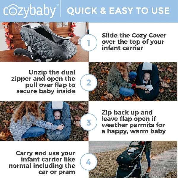 CozyBaby Original Infant Car Seat Cover with Dual Zippers and Elastic Edge, Pink 0.11 On