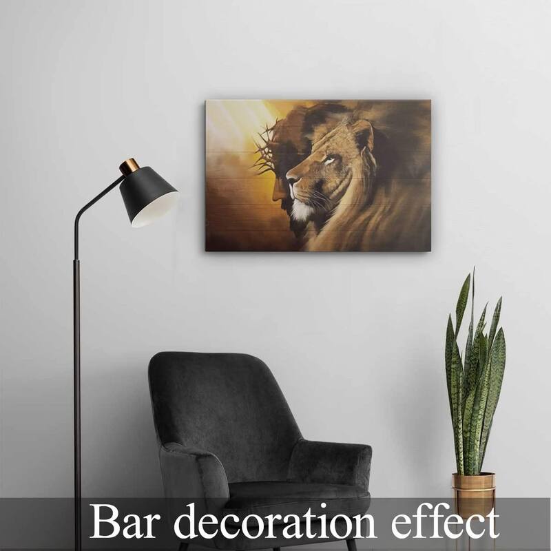 Jesus and Lion Canvas Wall Art Decor Picture