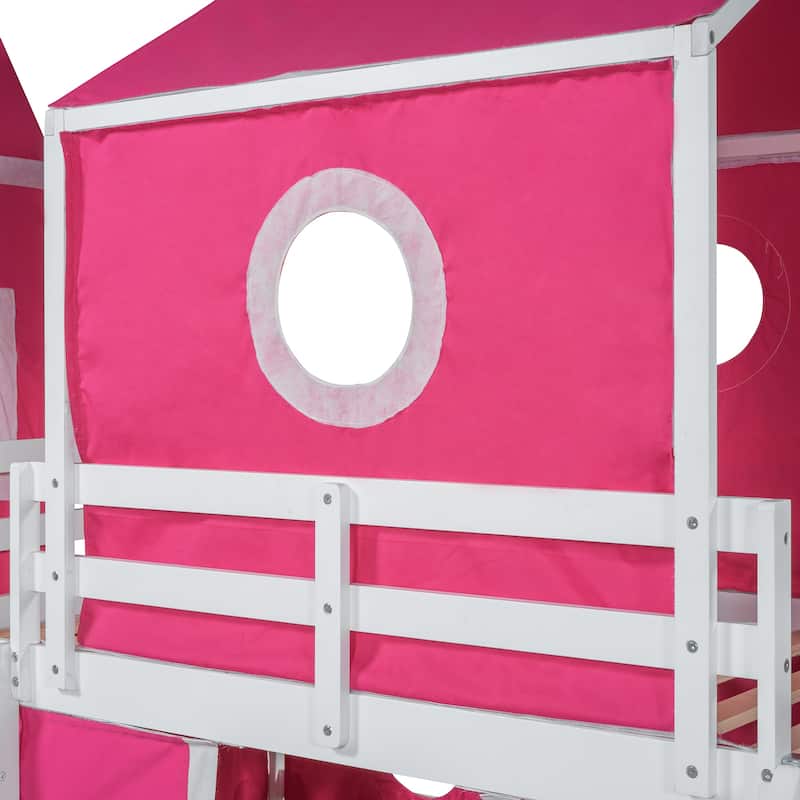 Loft Bed with Slide Tent and Tower
