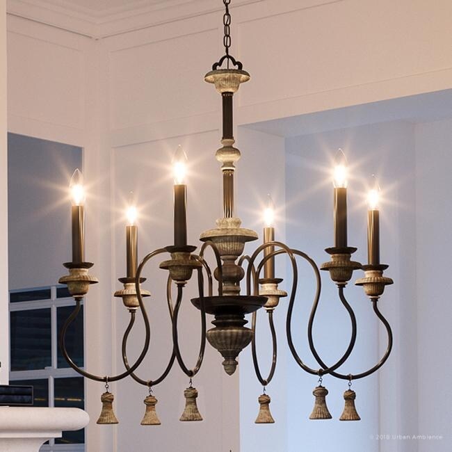 Luxury French Country Chandelier, 33.375"H x 32"W, with Art Nouveau Style, Ancient Bronze Finish by Urban Ambiance (60 to 100 Watts - Steel - Bronze - Chandeliers For Bedrooms by Overstock.com