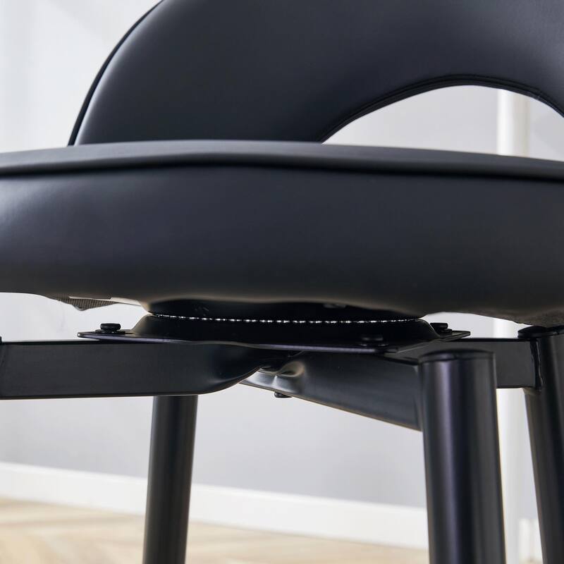 Roomfitters Swivel PU Bar Chairs with Upholstered Seat and Black Metal Legs, Modern Adjustable Set of 2 for Kitchen