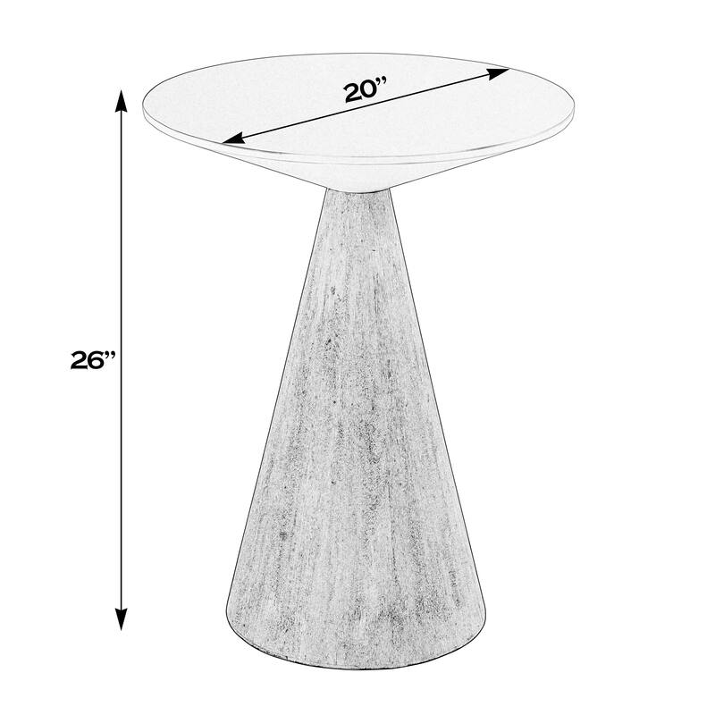 Via 20 in. W Round Solid Wood Side Table
