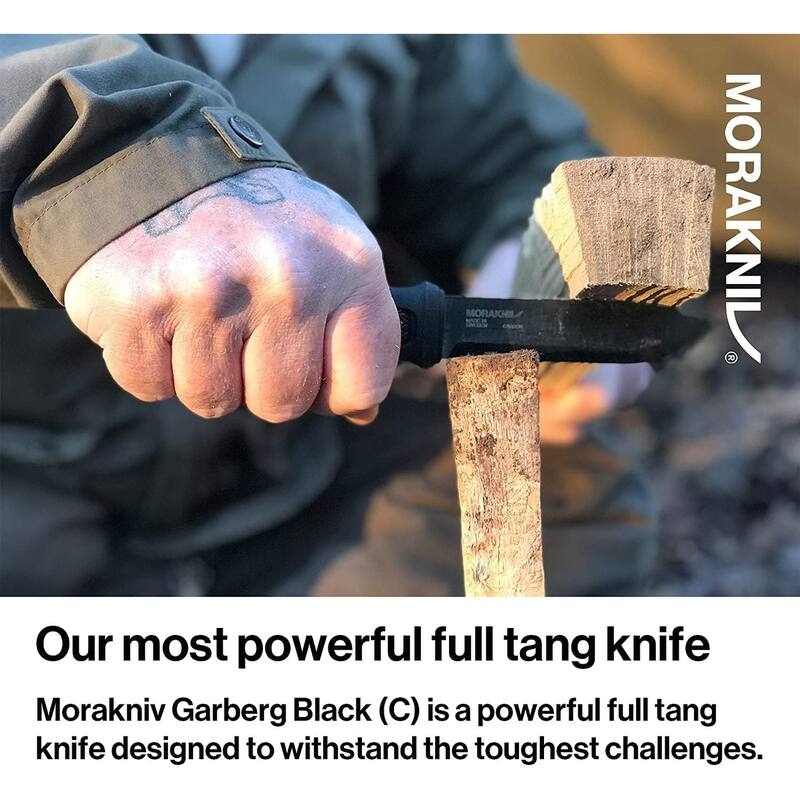 Garberg Full Tang Carbon Steel Fixed Blade Knife with Multi-Moun, Black