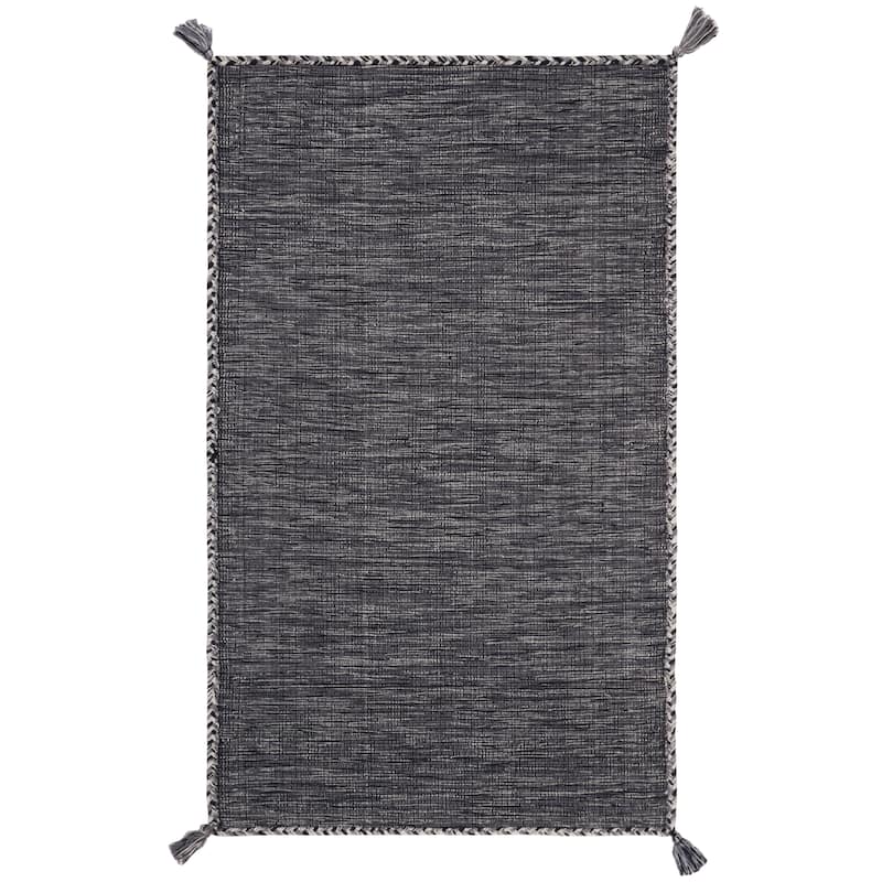 SAFAVIEH Handmade Flatweave Montauk Jahi Plaid Casual Cotton Rug - 2'3" x 4' - Grey/Black