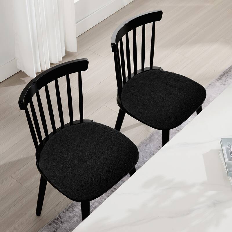 Solid Wood Spindle Back Windsor Dining Chairs Set of 2 - 33.3"H x 17.72"W x 19.7"D