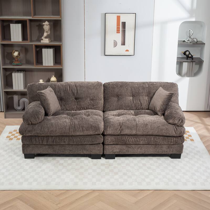 84" Upholstered 3-Seater Sofa with Memory Foam & Comfort Pillows