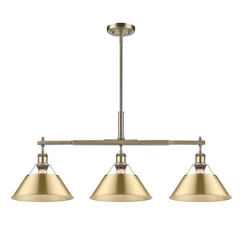 Orwell 3-Light Linear Pendant in Aged Brass with Brushed Champagne Bronze - Gold