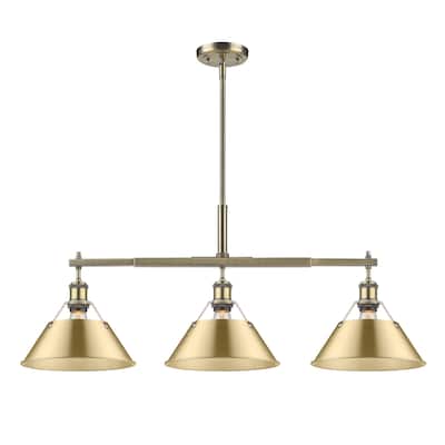Orwell 3-Light Linear Pendant in Aged Brass with Brushed Champagne Bronze - Gold