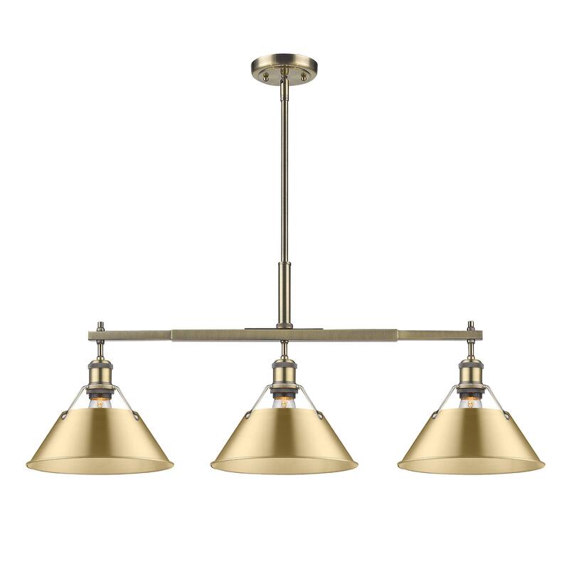 Yep by Golden Lighting Orwell 3-light Island Light in Aged Brass and Brushed Champagne Brass shade - Gold
