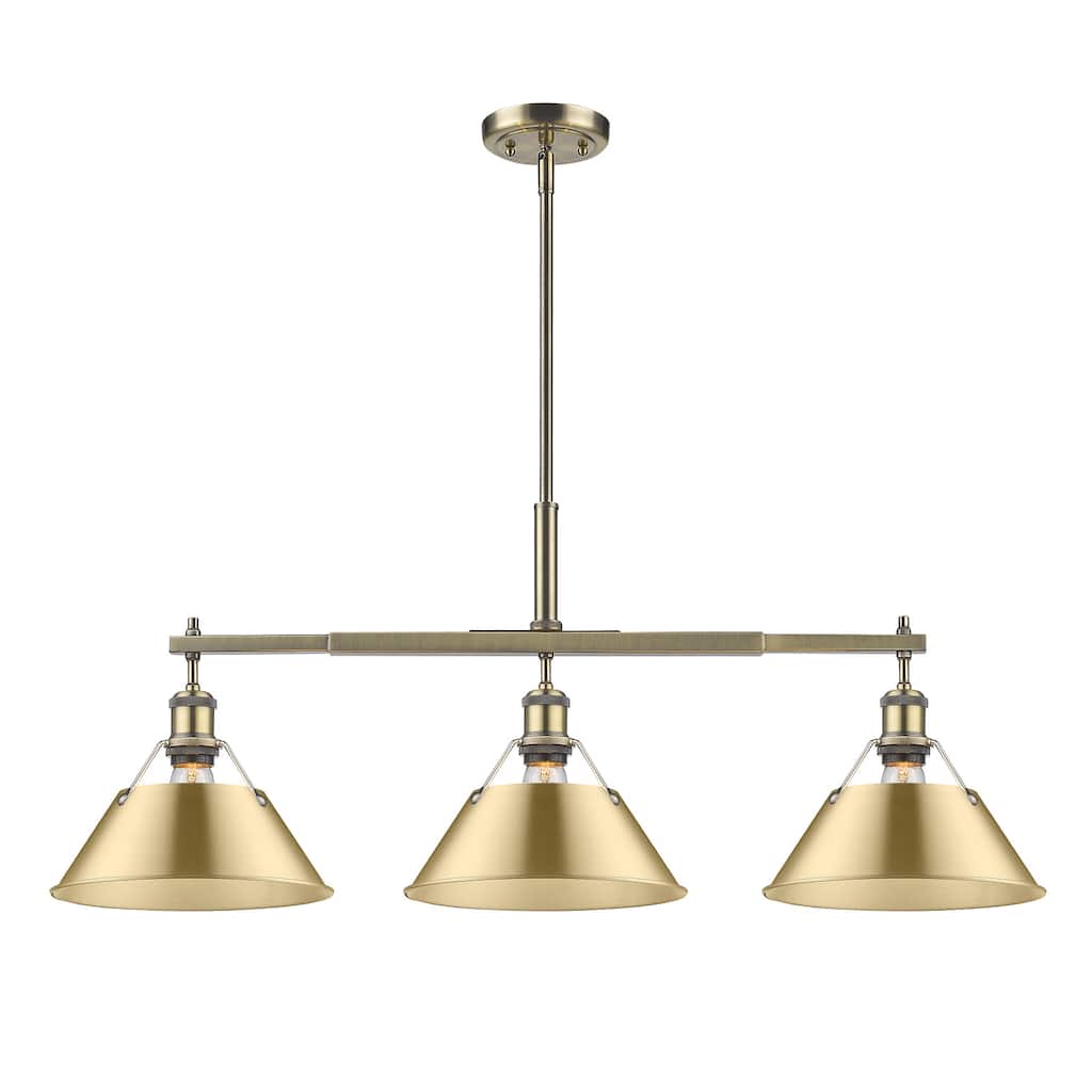 Yep by Golden Lighting Orwell 3-light Island Light in Aged Brass and Brushed Champagne Brass shade - Gold