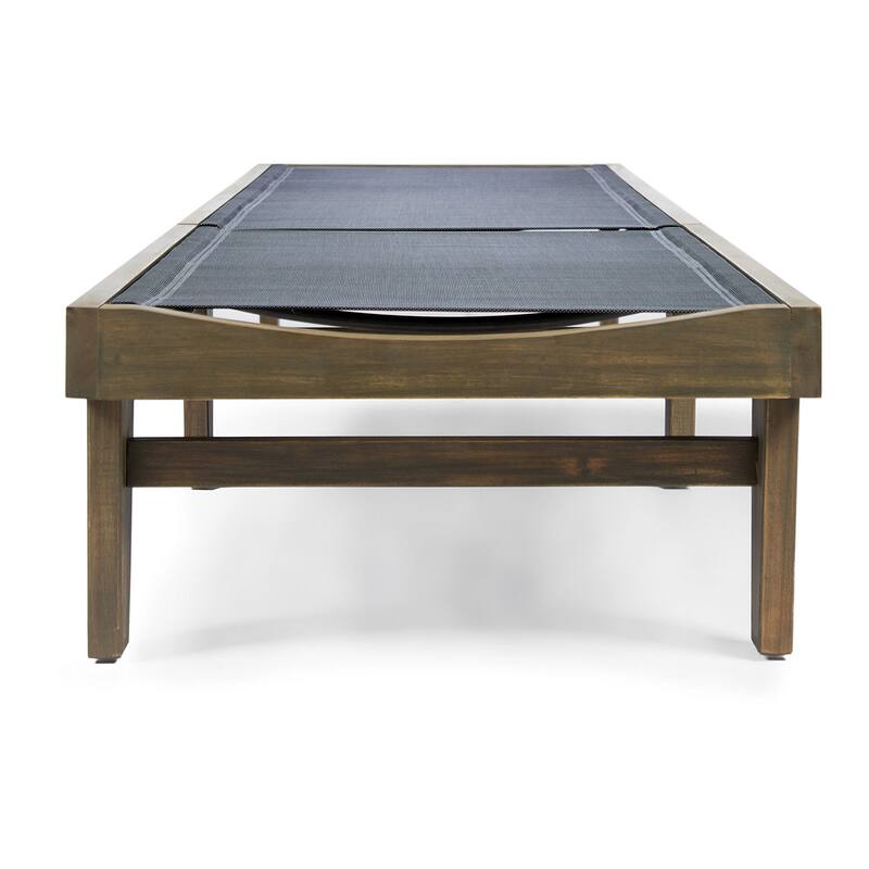 Summerland Outdoor Acacia/Mesh Chaise Lounge by Christopher Knight Home