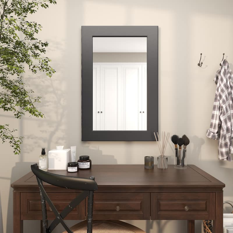 Black Wooden Room Wall Mirror