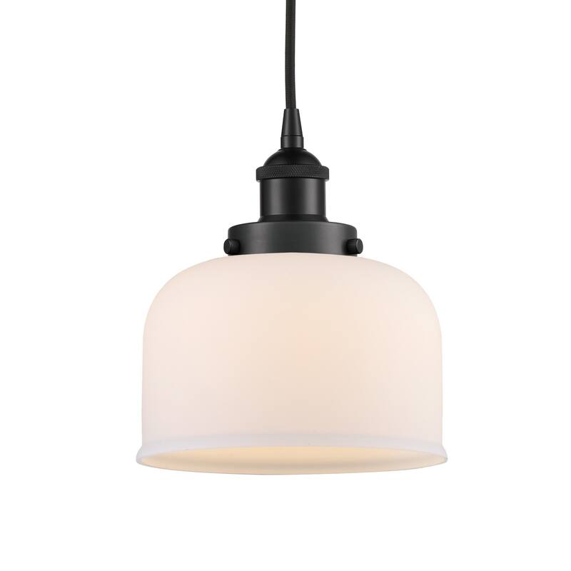 Innovations Lighting 616-1PH-10-8 Bell Pendant Bell 8" Wide Mini - Matte Black / Matte White