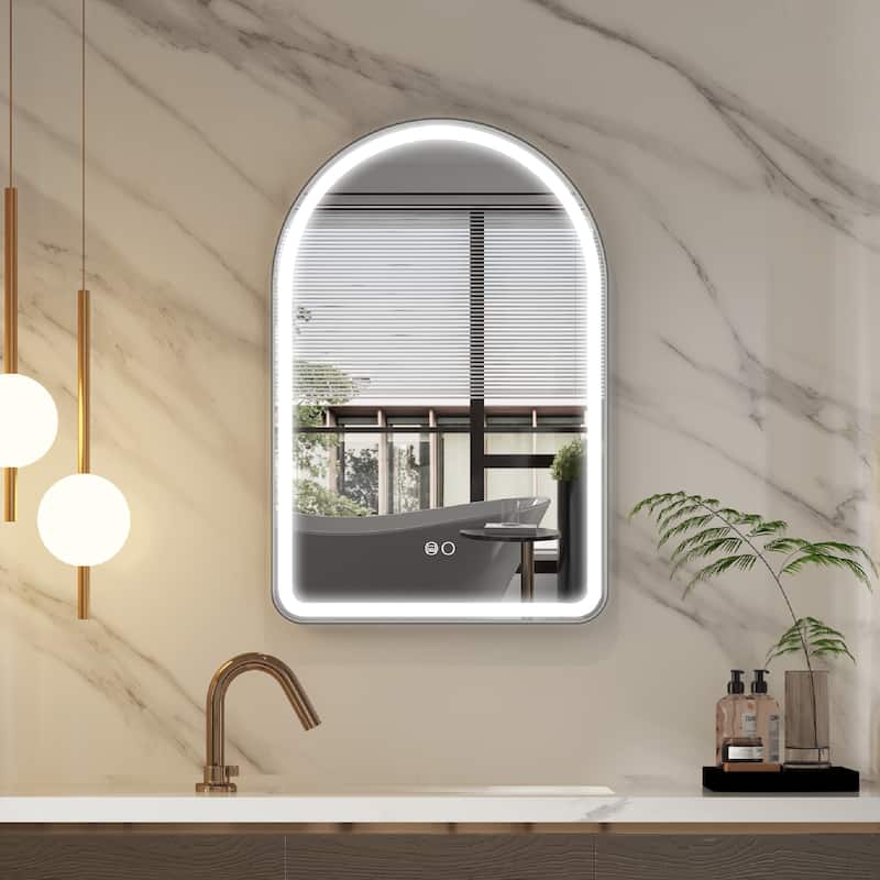 24/28''W X 36''H Wall Mounted Bathroom Framed LED Mirror With Memory Function,Anti-fog,Dimmable - 24''W X 36''H - Matte Black
