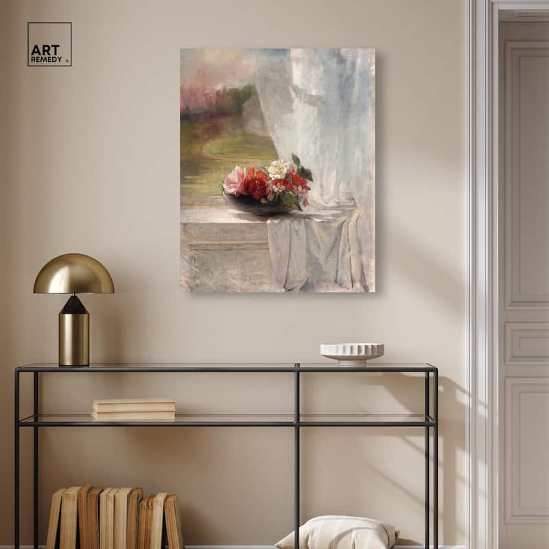 Flowers on a Window 1861 Canvas by Art Remedy, Gallery Wrapped