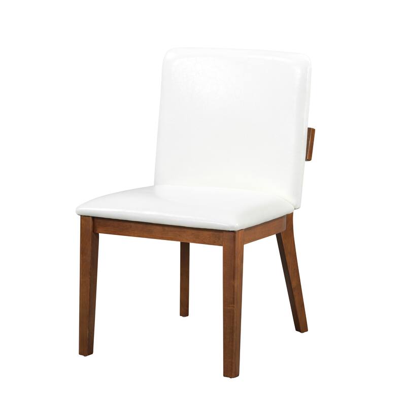 Faux Leather Glossy Dining Chair Set of 2, Modern Upholstered Dining Chair with Wooden Legs Armless Kitchen Side Chair