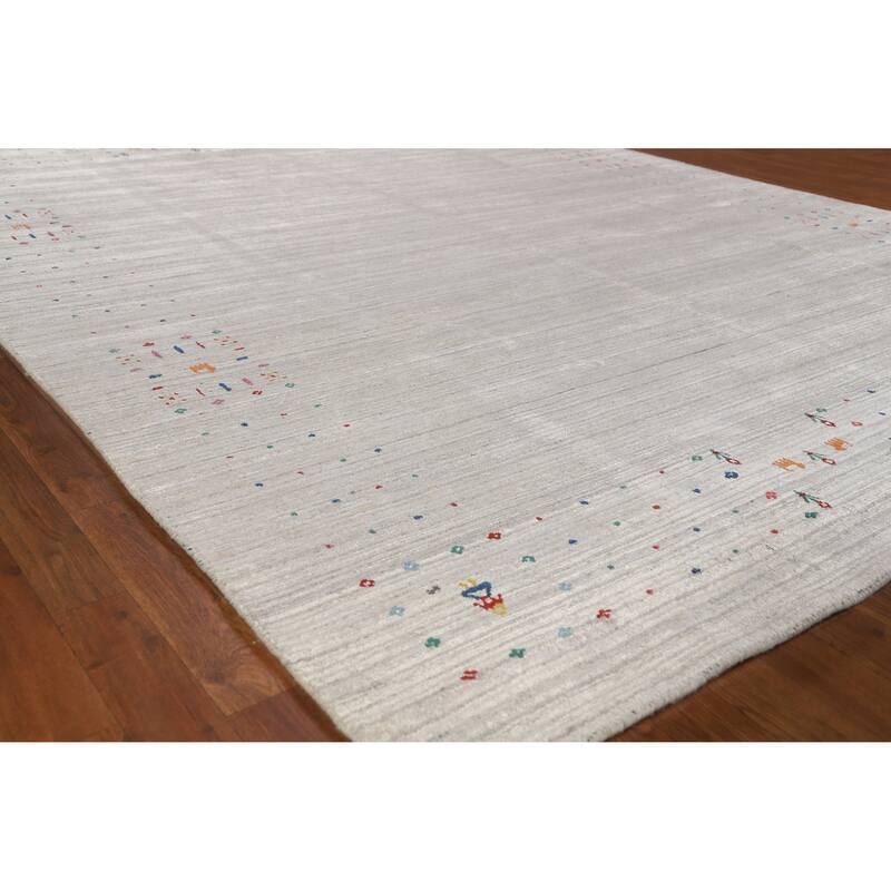 Hand Knotted Oriental 100% Wool Carpet Tribal Tribal Beige & Ivories Gabbeh Area Rug - 9' 10'' X 7' 9''