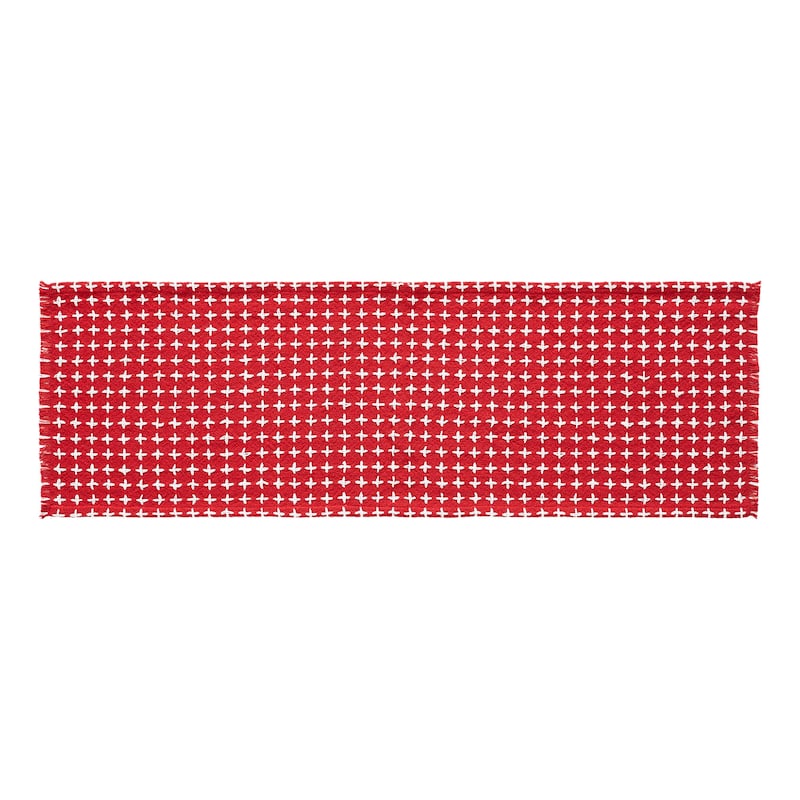 Gallen Red White Runner Fringed 12x36