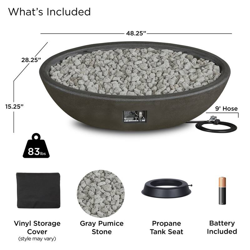 Riverside 48" Oval Propane Fire Bowl in Shale by Real Flame