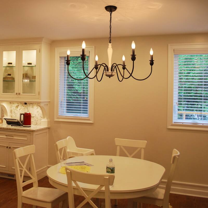 6-Light W36.2" x H74.8" Dimmable Chandelier Light for Kitchen Island Bedroom