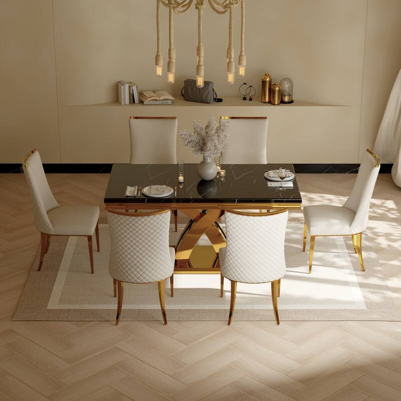 White Velvet Dining Chairs with Hammered Finish Metal Legs