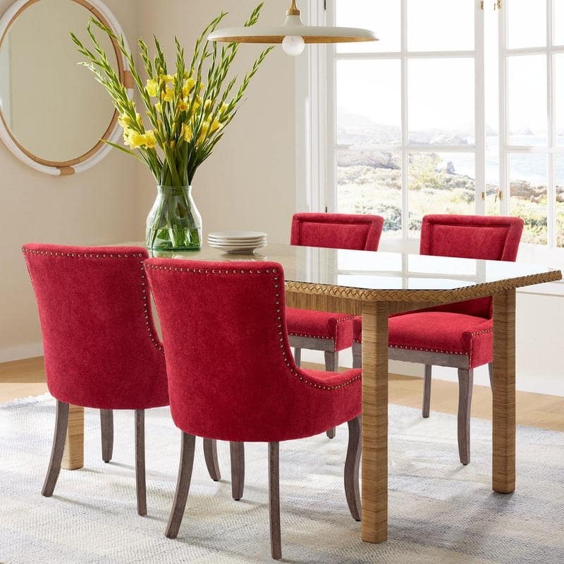 Thickened Side Dining Chair with Solid Wood Legs Set of 6