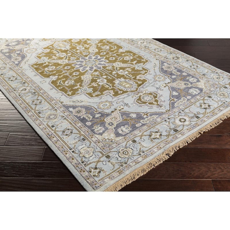 Hand-Knotted Tim Border New Zealand Wool Area Rug