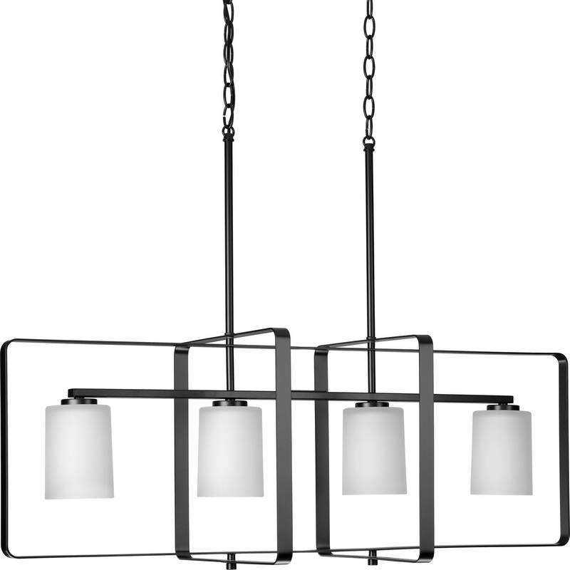 League Collection Four-Light Matte Black Farmhouse Chandelier Light - 39.75 in x 14 in x 14.5 in