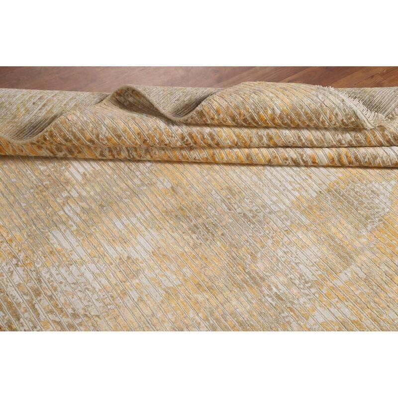 Striped Abstract Oriental Area Rug Hand-Knotted Wool Carpet - 5'6" x 7'9"