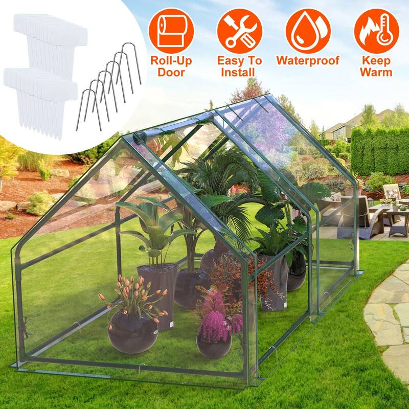 Mini Outdoor Greenhouse for Plants Vegetables Fruits Flowers Portable Garden Greenhouse with Roll-Up Doors - 70.86*33.46*37.4in - 70.86*33.46*37.4in