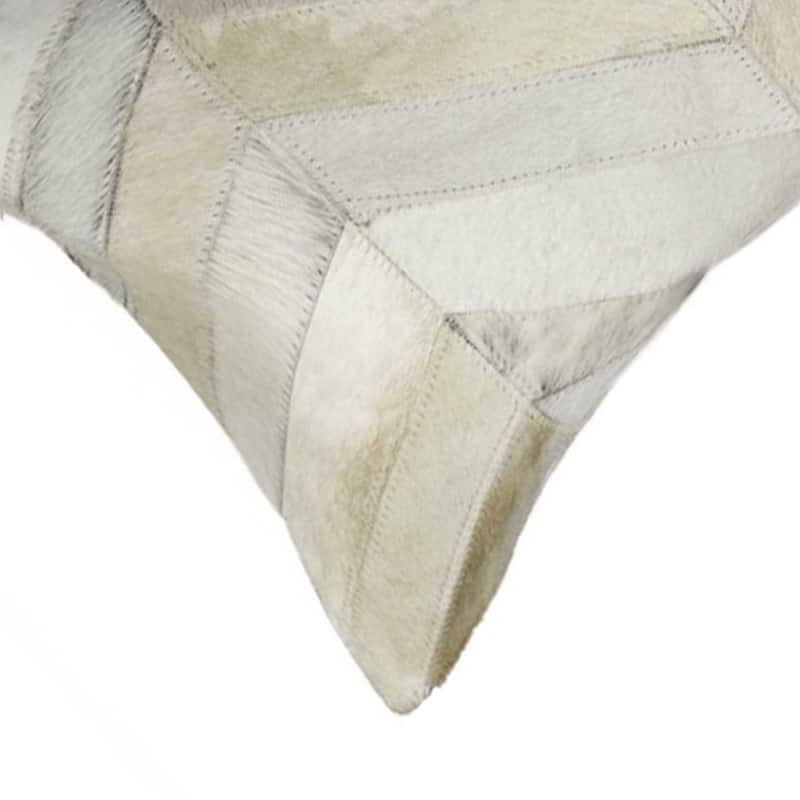 HomeRoots 12" X 20" Natural Chevron Cowhide Throw Pillow